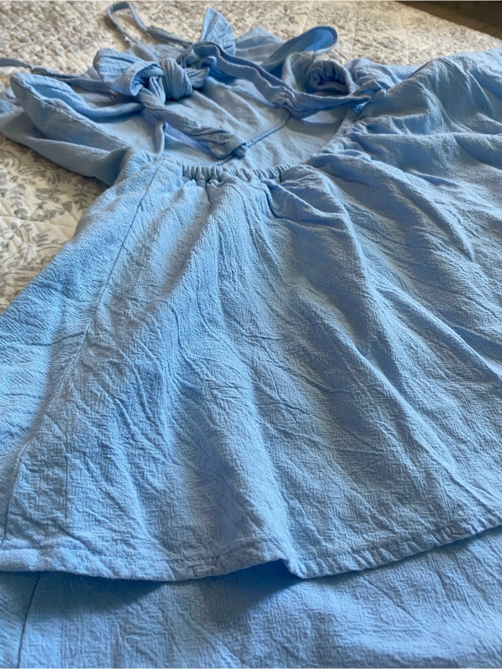 HALARA Light Blue Tiered Spaghetti-Strap 100% COTTON - Picture 4 of 4